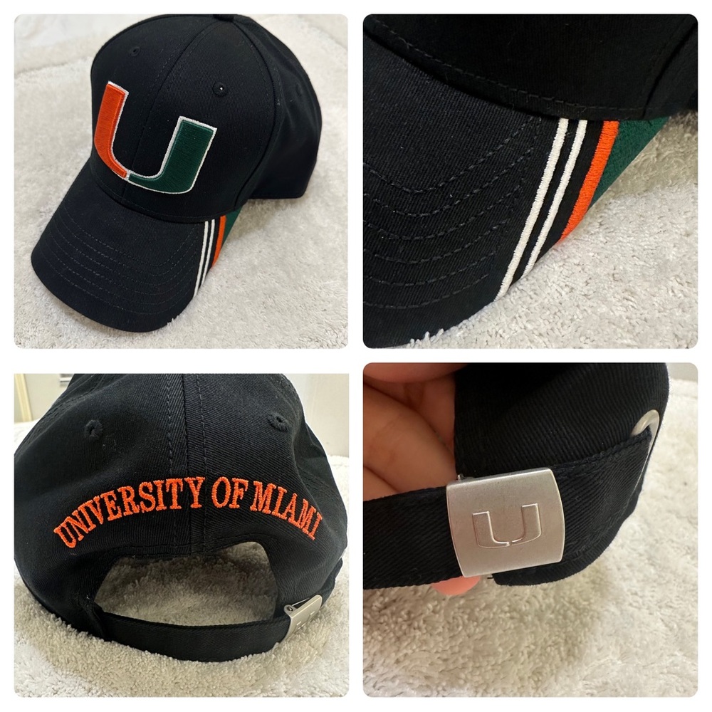 University of Miami Black Embroidered Logo Baseball Hat Cap